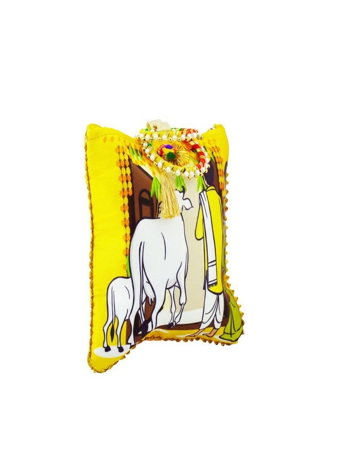 TAVASYA Traditional Potli Gift Bags with Zip & Bangle Handle - Pack of 10 - Housewarming Design | Return Gift Bags for Weddings, Pooja, Baby Shower, Housewarming, Festivals & Functions - Image 3